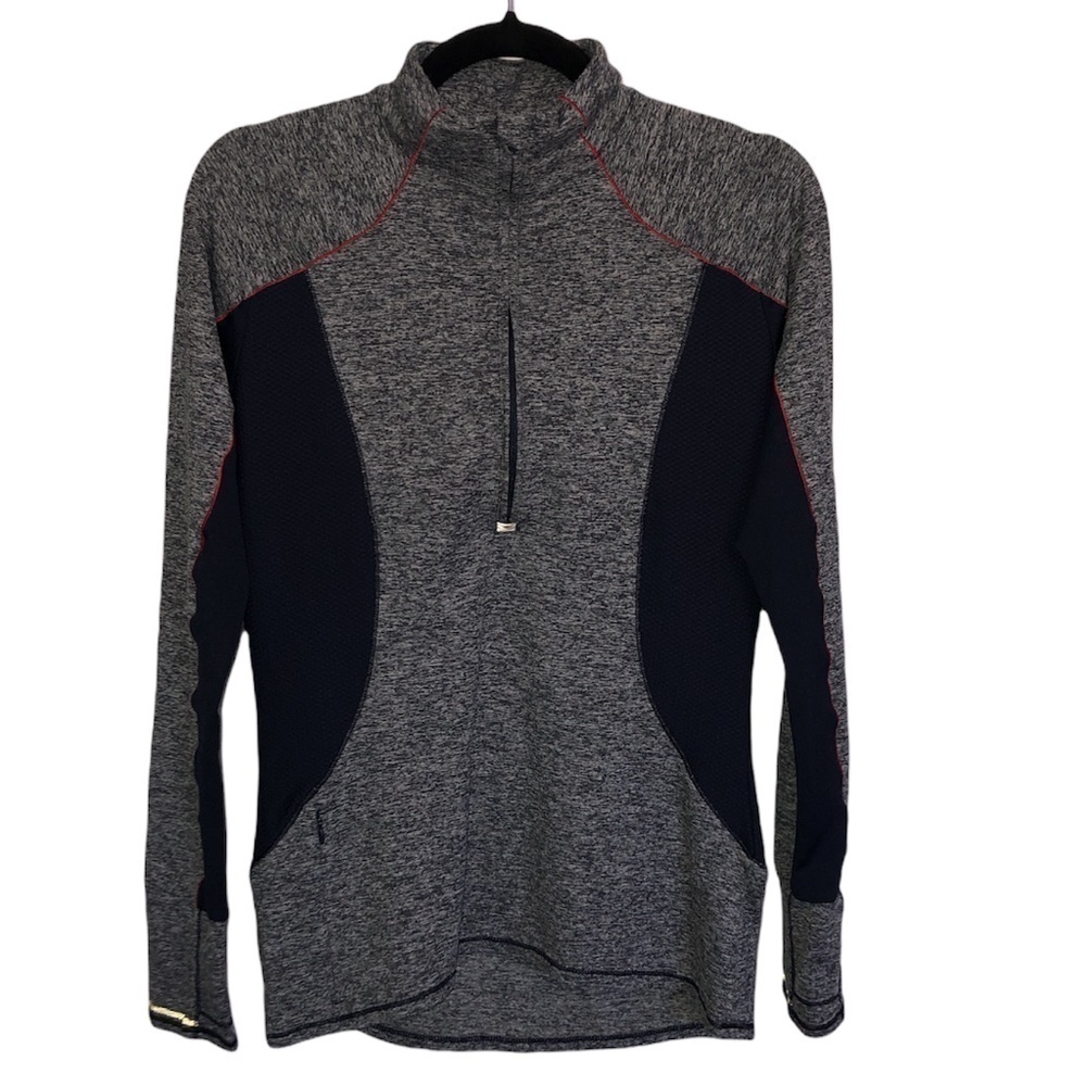 ATHLETA Sweatshirt Women's Size Small Grey Blue Running Wild 1/2 Zip Pullover